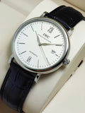 IWC Portofino Automatic White Dial Black Leather Strap Watch for Men - IW356501