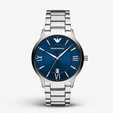 Emporio Armani Giovanni Quartz Blue Dial Silver Steel Strap Watch For Men - AR11227