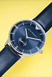 Emporio Armani Analog Quartz Blue Dial Blue Leather Strap Watch For Men - AR1647