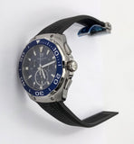 Tag Heuer Aquaracer Chronograph Jam Tangan Tali Karet Hitam Dial Biru untuk Pria - CAY111B.FT6041