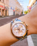 Tissot PR 100 Sport Chic Chronograph Silver Dial Two Tone Steel Strap Jam Tangan Untuk Wanita - T101.917.22.031.00