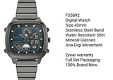 Fossil Retro Analog-Digital Black Dial Grey Steel Strap Watch for Men - FS5892