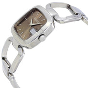 Gucci G Brown Square Brown Dial Silver Steel Strap Watch For Women - YA125402