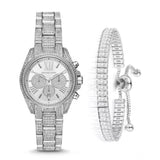 Michael Kors Mini Bradshaw Crystals Silver Dial Silver Steel Strap Watch For Women - MK6454