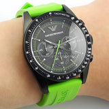 Emporio Armani Sports Analog Black Dial Green Rubber Strap Watch For Men - AR6115