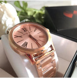 Michael Kors Hartman Rose Gold Dial Rose Gold Steel Strap Watch For Women - MK3491