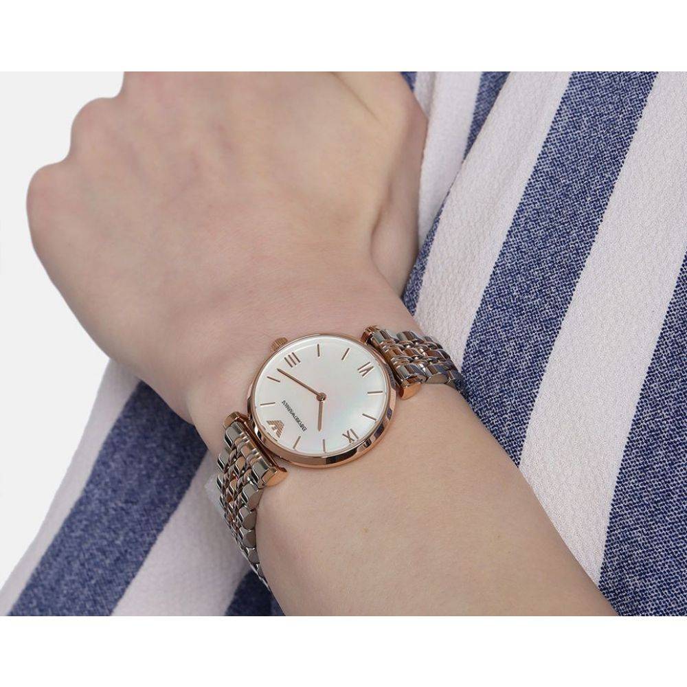Emporio Armani T Bar Gianni Classic Mother Of Pearl Dial Two Tone