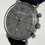 Emporio Armani Aviator Quartz Grey Dial Blue Fabric Strap Watch For Men - AR11144