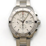 Tag Heuer Aquaracer Automatic Chronograph White Dial Silver Steel Strap Watch for Men - CAY2111.BA0927