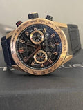 Tag Heuer Carrera Automatic Chronograph Steel & Gold Dial Black Leather Strap Watch for Men - CBG2051.FC6426