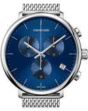 Calvin Klein High Noon Chronograph Blue Dial Silver Mesh Bracelet Watch for Men - K8M2712N