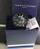 Tommy Hilfiger Denim Quartz Black Dial Black Rubber Strap Watch for Men - 1791483