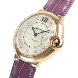 Cartier Ballon Bleu De Cartier Diamonds Silver Dial Pink Leather Strap Watch for Women - WJBB0010