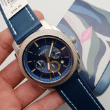 Fossil Machine Chronograph Blue Dial Blue Leather Strap Watch for Men - FS5262