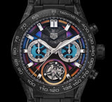 Tag Heuer Carrera Polychrome Chronograph Tourbillion Titanium Carbon Black Dial Black Leather Strap Watch for Men - CAR5A8AF.FC6415