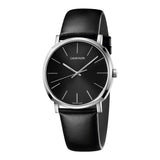 Calvin Klein Posh Black Dial Black Leather Strap Watch for Men - K8Q311C1