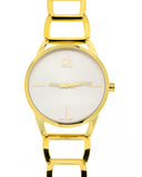 Calvin Klein Stately Silver Dial Gold Steel Strap Watch for Women - K3G23526