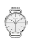 Calvin Klein Even White Dial Silver Mesh Bracelet Watch for Women - K7B23126