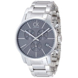 Calvin Klein City Chronograph Black Dial Silver Steel Strap Watch for Men - K2G27143