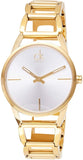 Calvin Klein Stately Silver Dial Gold Steel Strap Watch for Women - K3G23526