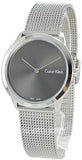 Calvin Klein Minimal Grey Dial Silver Mesh Bracelet Watch for Women - K3M221Y3