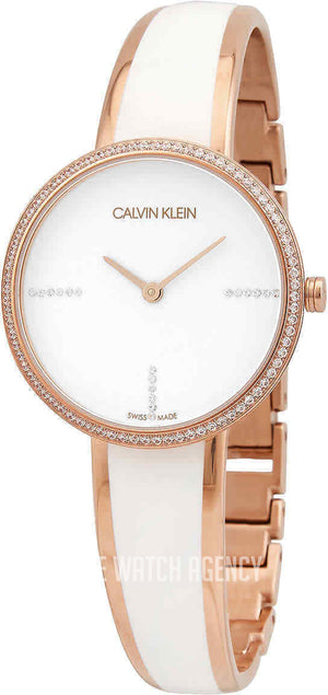 Calvin Klein Seduce Seduction White Dial Two Tone Steel Strap Watch for Women - K4E2NX1T