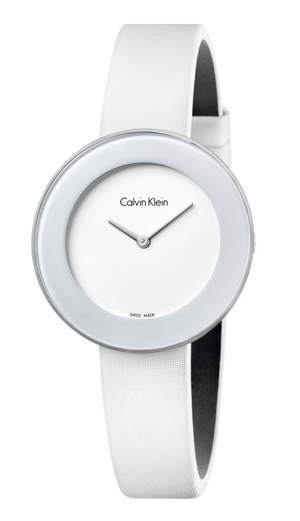 Calvin Klein Chic White Dial White Leather Strap Watch for Women - K7N23TK2