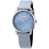 Calvin Klein City Blue Dial Blue Leather Strap Watch for Women - K2G231VN