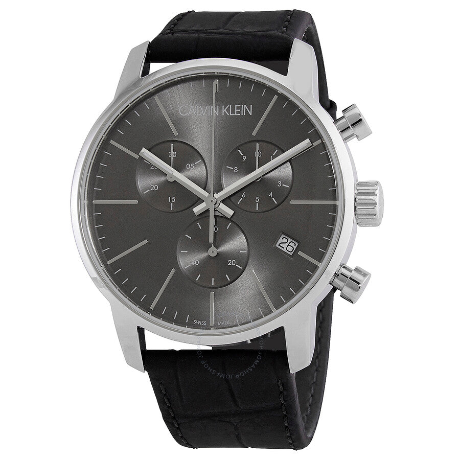 Calvin Klein City Chronograph Black Black for Leather Watch Men Dial Strap