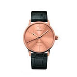 Calvin Klein Post Minimal Rose Gold Dial Black Leather Strap Watch for Men - K7621201