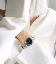 Calvin Klein Class Black Dial Silver Steel Strap Watch for Women - K6R23121