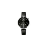 Calvin Klein Equal Black Dial Black Leather Strap Watch for Women - K3E231C1