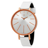 Calvin Klein Equal Silver Dial White Leather Strap Watch for Women - K3E236L6