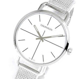 Calvin Klein Even White Dial Silver Mesh Bracelet Watch for Women - K7B23126