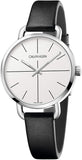 Calvin Klein Evan White Dial Black Leather Strap Watch for Women - K7B231CY