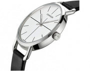 Calvin Klein Posh Silver Dial Black Leather Strap Watch for Men - K8Q311C6