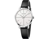 Calvin Klein Evan White Dial Black Leather Strap Watch for Women - K7B231CY