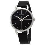 Calvin Klein Even Black Dial Black Leather Strap Watch for Women  - K7B231CZ