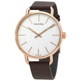 Calvin Klein Even Silver Dial Brown Leather Strap Watch for Men - K7B216G6