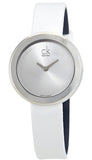 Calvin Klein Firm Silver Dial White Leather Strap Watch for Women - K3N231L6