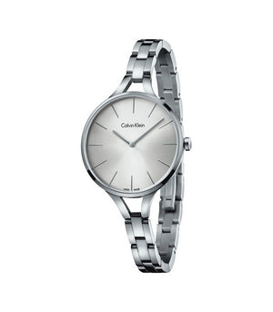 Calvin Klein Graphic White Dial Silver Steel Strap Watch for Women - K7E23146