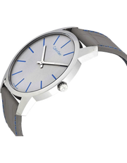 Calvin Klein City Silver Dial Grey Leather Strap Watch for Men - K2G211Q4