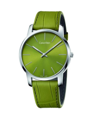 Calvin Klein City Green Dial Green Leather Strap Watch for Men - K2G211WL