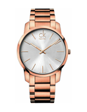 Calvin Klein City White Dial Rose Gold Steel Strap Watch for Men - K2G21646