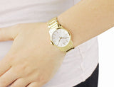 Calvin Klein City White Dial Gold Steel Strap Watch for Women - K2G23546