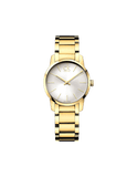 Calvin Klein City White Dial Gold Steel Strap Watch for Women - K2G23546