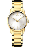 Calvin Klein City White Dial Gold Steel Strap Watch for Women - K2G23546
