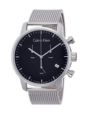 Calvin Klein City Chronograph Black Dial Silver Mesh Bracelet Watch for Men - K2G27121