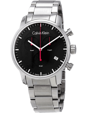 Calvin Klein City Chronograph Black Dial Silver Steel Strap Watch for Men - K2G27141