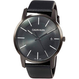 Calvin Klein City Quartz Black Dial Black Leather Strap Watch for Men - K2G2G4CX